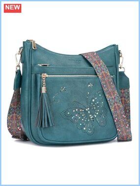 PU Leather Crossbody Bag Butterfly Shoulder Handbag Tassel